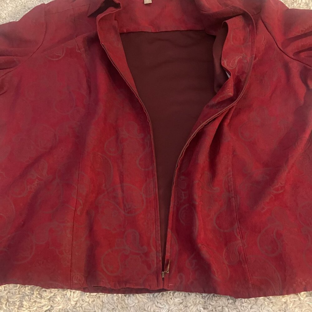 Croft & Barrow Red Paisley Zip Jacket Women 2X Lightweight - Picture 5 of 8